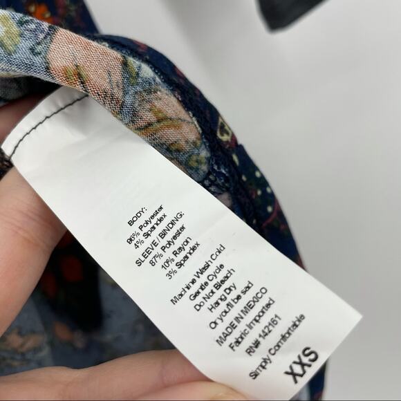 Lularoe Randy Womens Baseball Tee T Shirt Raglan Floral Blue Orange XXS NEW - Picture 4 of 7